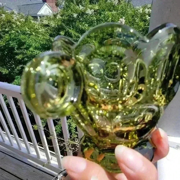 Vintage Imperial Green Verde Glass Creamer & Sugar - Picture 7 of 12